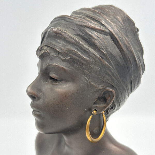 French 19th  Bronze Bust Of A Lady By Emmanuel Villanis