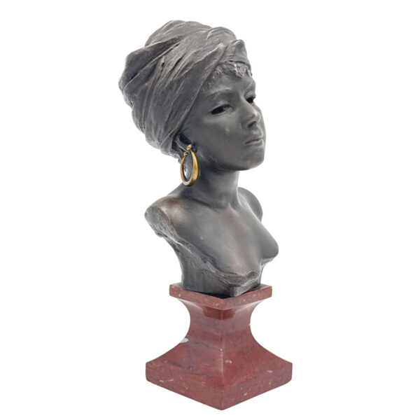 French 19th  Bronze Bust Of A Lady By Emmanuel Villanis