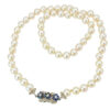 18ct White Gold Sapphire & Diamond Clasp Pearl Necklace