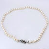 18ct White Gold Sapphire & Diamond Clasp Pearl Necklace
