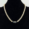 18ct White Gold Sapphire & Diamond Clasp Pearl Necklace