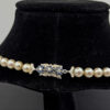 18ct White Gold Sapphire & Diamond Clasp Pearl Necklace