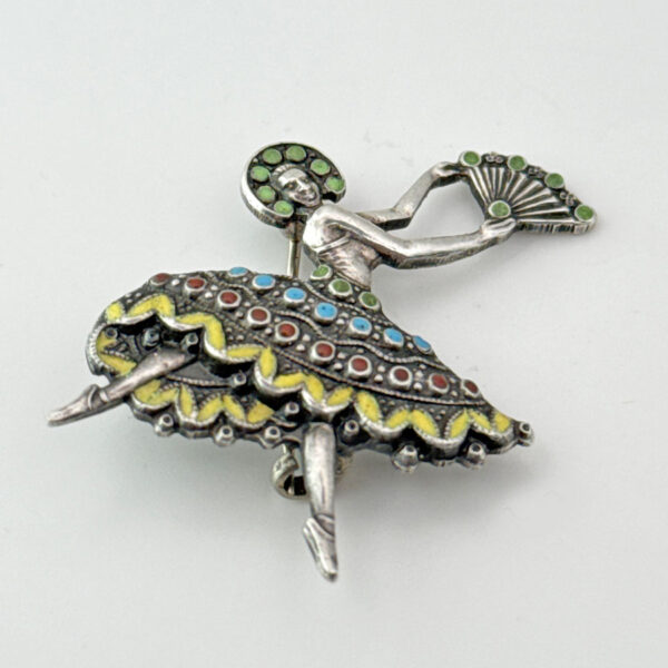 Candida Sterling Silver And Enamel Ballet Dancer Brooch