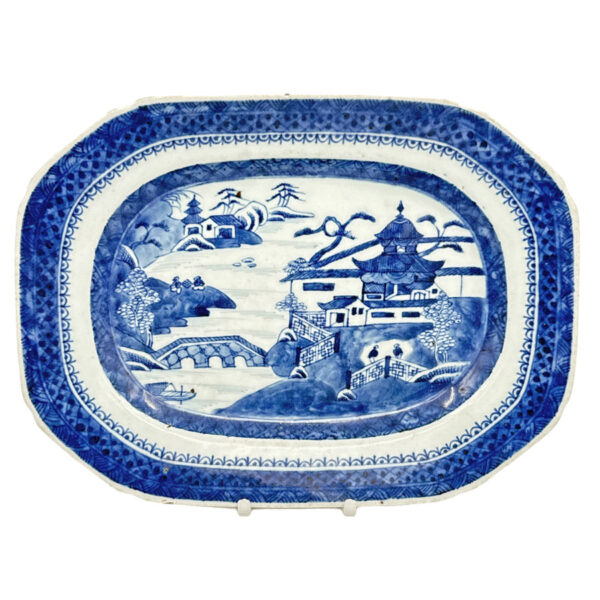 Chinese Blue and White Willow Pattern Nankeen Platter C1780