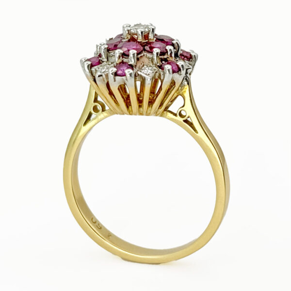 18ct Gold  Ruby And Diamond Cluster Ring