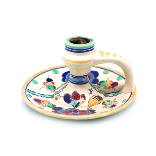 Gouda Holland Hand Painted Floral Chamber Stick