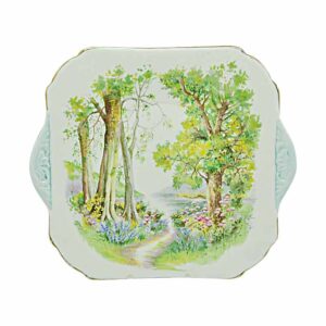 Shelley Woodlands Pattern Large Cake Plate