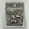 Indian Silver Card Case Animals In Relief
