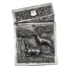Indian Silver Card Case Animals In Relief