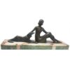 French-Bronze-Art-Deco-Lady-And-Hound-on-Onyx French Bronze Art Deco Lady and Hound on Onyx