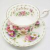 Royal Albert October Cosmos Flower of the Month Tea Duo
