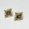 18 Carat Gold  Amethyst And Pearl Earrings