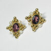18 Carat Gold  Amethyst And Pearl Earrings