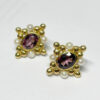 18 Carat Gold  Amethyst And Pearl Earrings