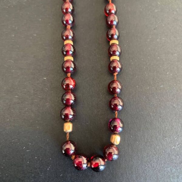 String Of Garnets With 9 Carat Gold Beads