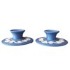 Wedgwood Jasper Ware Pair Candlesticks  On Light Blue