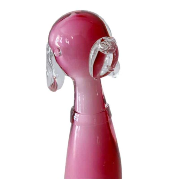 Archimede Suguso Murano Opal Pink Seated Hand Blown Glass Dog