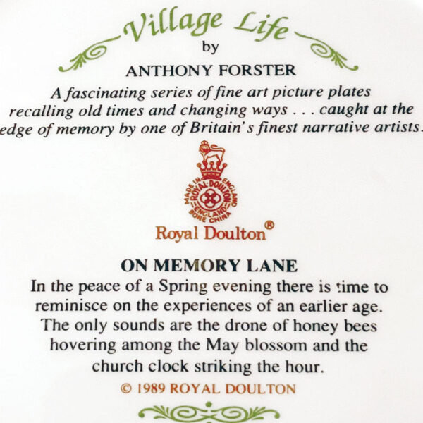 Royal Doulton Village Life On Memory Lane Plate