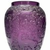 Lalique Crystal Amethyst Biches Vase