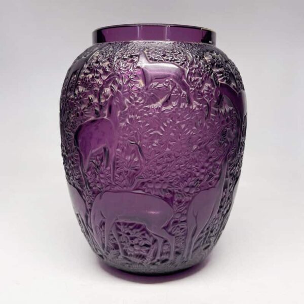 Lalique Crystal Amethyst Biches Vase