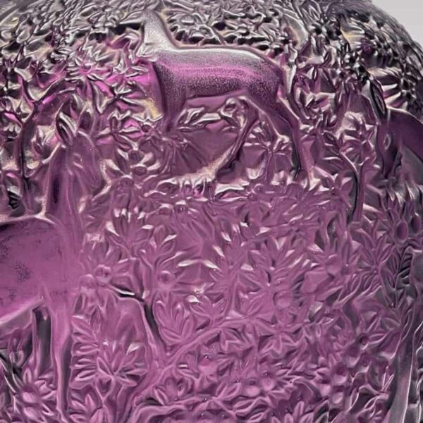 Lalique Crystal Amethyst Biches Vase