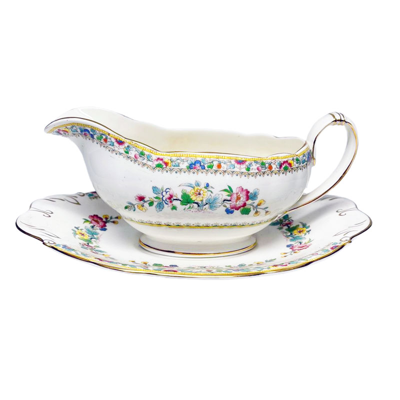 Coalport Ming Rose Gravy Boat And Underplate Clyde on 4th Antiques