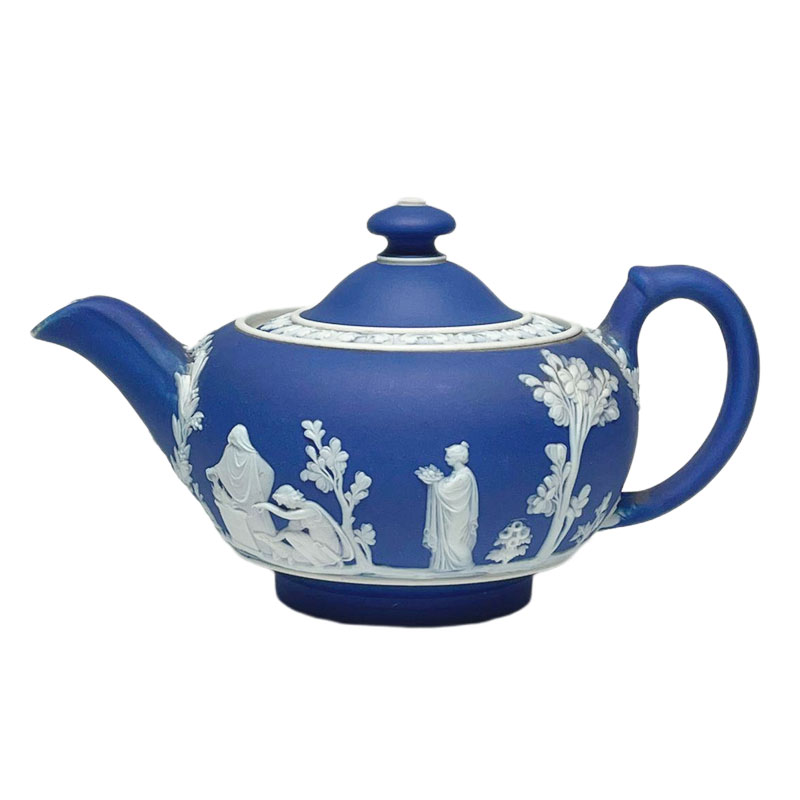 Wedgwood Cobalt Blue Jasper Ware Bachelor Tea Pot Clyde on 4th