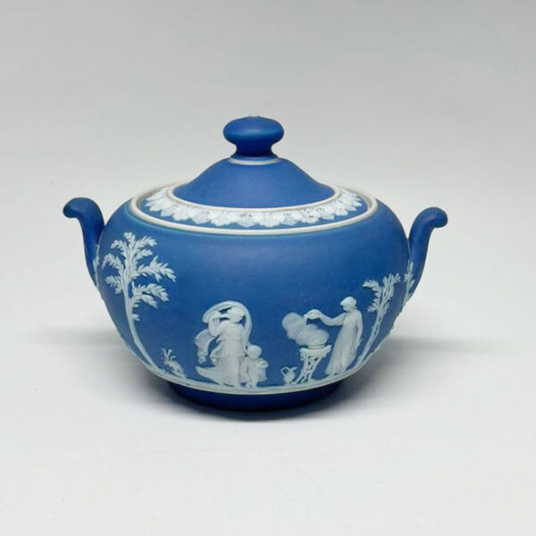 Wedgwood Cobalt Blue Jasper Ware Lidded Sugar Bowl