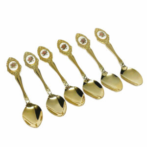 Eetrite 24ct Gold Plated Royal Albert Moss Rose Tea Spoons