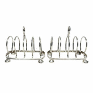 Hallmarked Silver Pair Toast Racks Birm 1930