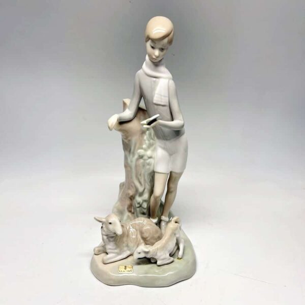 Lladro Boy Reading With Sheep and Lamb 4509