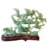 Natural Green Jade 12 Horse Statue On Stand