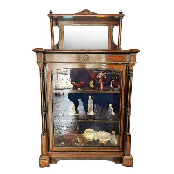 Victorian-Walnut-and-Ebonised-Wood-Vitrine Victorian Walnut and Ebonised Wood Vitrine