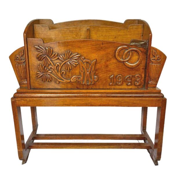Prisoner of War Mahogany Magazine Stand 1943