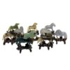 Chinese Jade Set Of Ten Miniature Horses On Stands