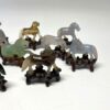 Chinese Jade Set Of Ten Miniature Horses On Stands