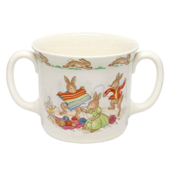 Royal Doulton Knitting Bunnykins Double Handled Christening Mug