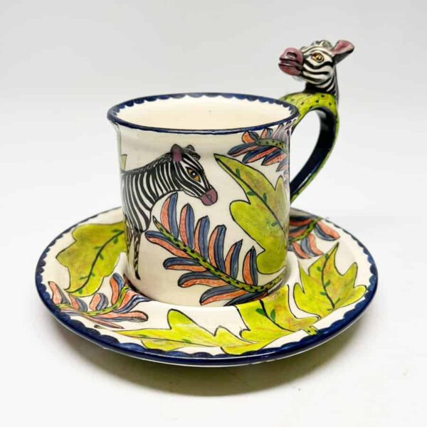 Ardmore Hand Painted Zebra Cup and Saucer Vusie