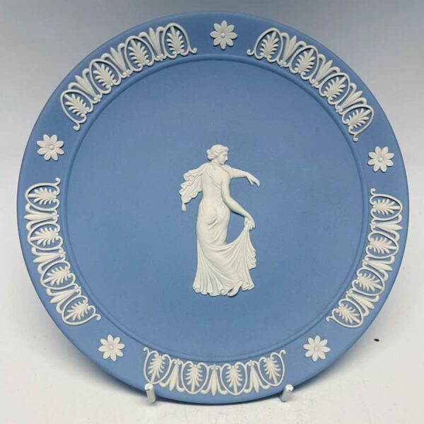 Wedgwood Blue Jasperware Plate Dancing Maiden