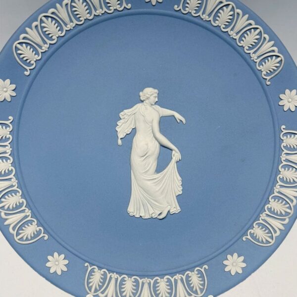 Wedgwood Blue Jasperware Plate Dancing Maiden