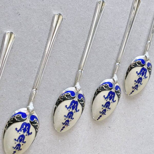 Hallmarked-silver-Birmingham-enamel-tea-spoons-1 Hallmarked Silver Birmingham Enamel Tea Spoons