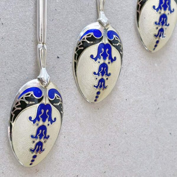 Hallmarked-silver-Birmingham-enamel-tea-spoons-2 Hallmarked Silver Birmingham Enamel Tea Spoons