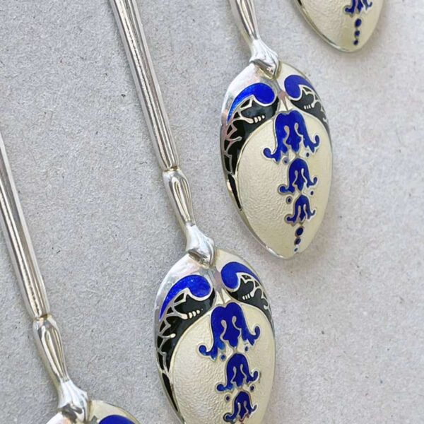 Hallmarked-silver-Birmingham-enamel-tea-spoons-3 Hallmarked Silver Birmingham Enamel Tea Spoons