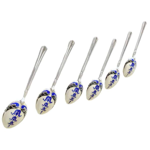 Hallmarked-silver-Birmingham-enamel-tea-spoons Hallmarked Silver Birmingham Enamel Tea Spoons