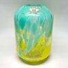 Bohemian Turquoise and Yellow Mottled Glass Vase