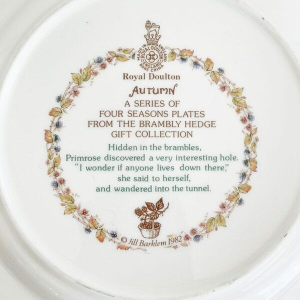 Brambly Hedge Royal Doulton Autumn  Plate