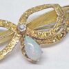 Diamond and Opal 15ct Gold Bow Brooch