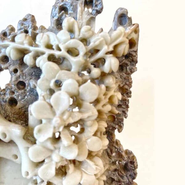Chinese Hard Stone Carved Floral Scene 19th