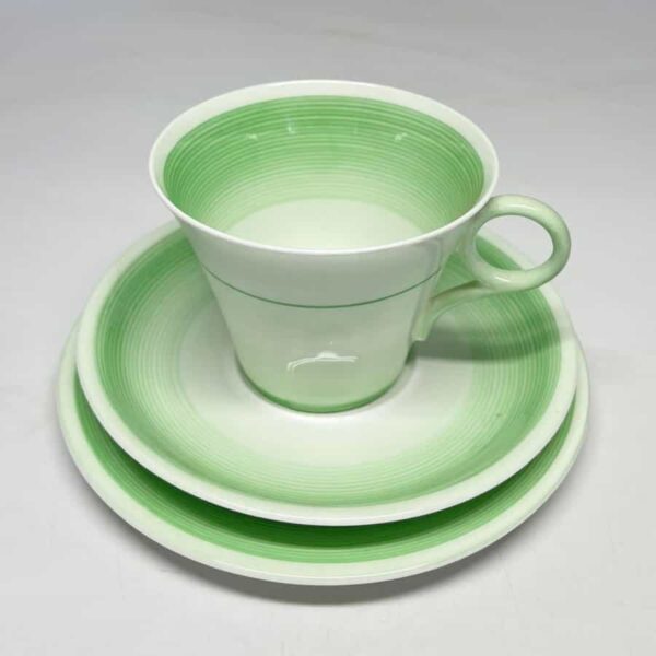 Shelley Regent Green Swirls Trio Art Deco