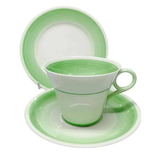 Shelley Regent Green Swirls Trio Art Deco